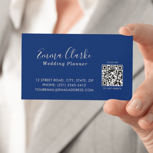 Carte De Visite Minimalist  Royal Blue Scan Code Business Card (Créateur téléchargé)