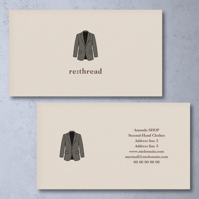 Carte De Visite Minimalist Second-Hand Clothes Shop  (Minimalist Second-Hand Clothes Shop Business Card)