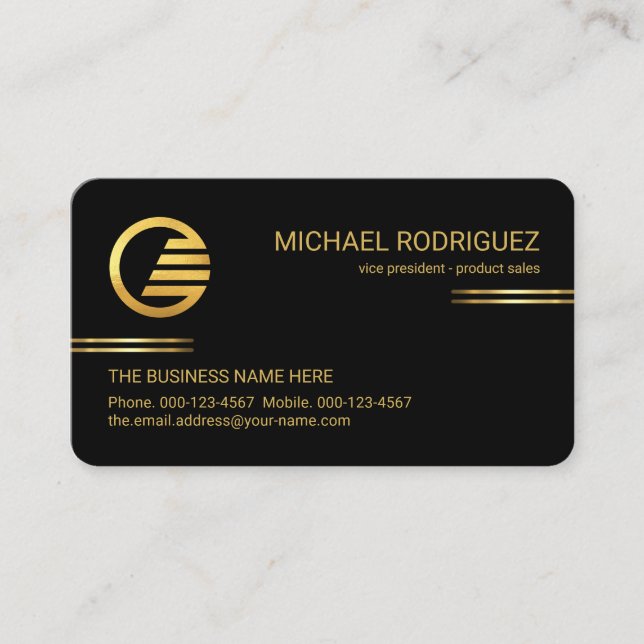 Carte De Visite Minimalist Simple Gold Lines CEO  (Devant)