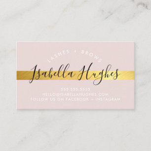 Carte De Visite MINIMALIST simple luxe faux or rayé rose