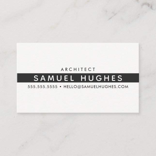 Carte De Visite MINIMALIST simple masculine propre bande noire (Devant)