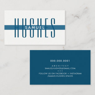 Carte De Visite MINIMALIST simple nom masculin bleu marine foncé
