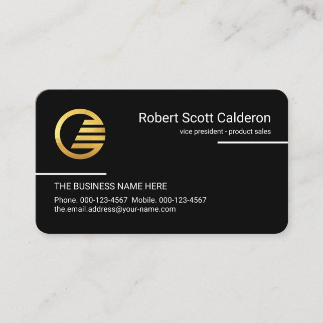 Carte De Visite Minimalist Simple White Lines CEO (Devant)