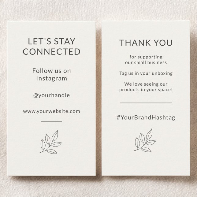 Carte De Visite Minimalist Small Business Let's Stay Connected (Créateur téléchargé)