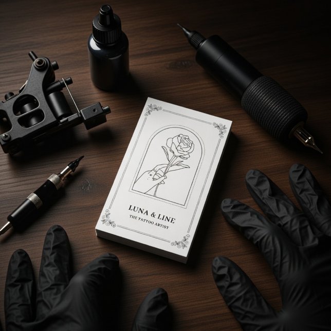 Carte De Visite Minimalist Tattoo Artist Card with QR Code (Créateur téléchargé)