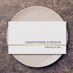 Carte De Visite Minimalist Texture White Faux Gold Line Attorney