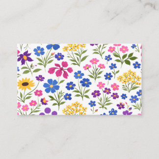 Carte De Visite Minimalist Wildflower Seamless Pattern on White 