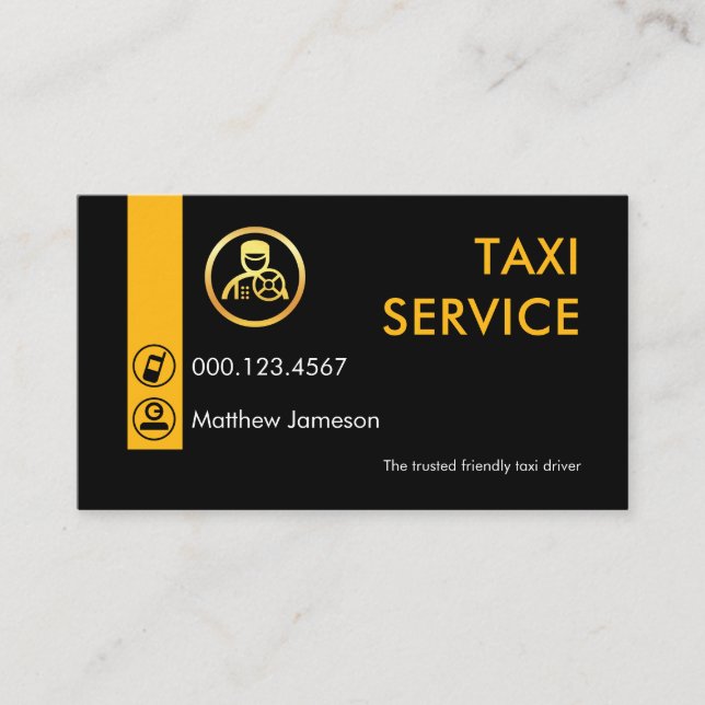 Carte De Visite Minimalist Yellow Taxi Driving Tab (Devant)