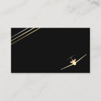 Carte de visite minimaliste à jet d'or d'aviation