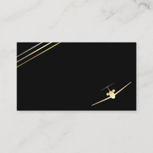 Carte de visite minimaliste à jet d'or d'aviation