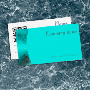 Carte de visite minimaliste abstrait QR turquoise