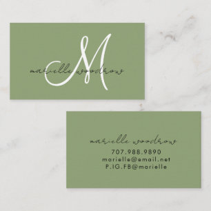 Carte de visite minimaliste avec monogramme en ver