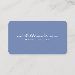 Carte De Visite Minimaliste Bleu avec Texte Cursif