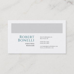 Carte De Visite Minimaliste Bleu Uni & Gris Blanc Moderne