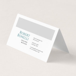 Carte De Visite Minimaliste Bleu Uni & Gris Blanc Moderne