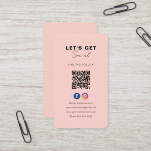 Carte De Visite Minimaliste Blush Pink Qr Code Se Connecter Avec N