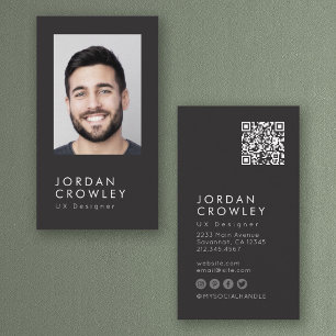 Carte De Visite Minimaliste Cool Moderne Simple Code QR Photo