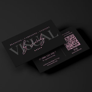 Carte De Visite Minimaliste Créatif Rose Noir Stratège de Marque