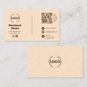Carte de visite minimaliste crème QR Récompenses