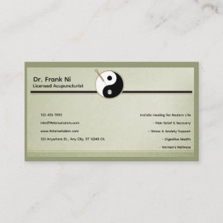 Carte de visite minimaliste d'acupuncture élément 