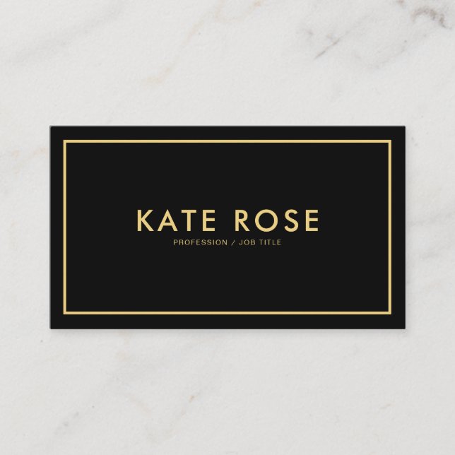 Carte De Visite Minimaliste d'or noir professionnel (Devant)