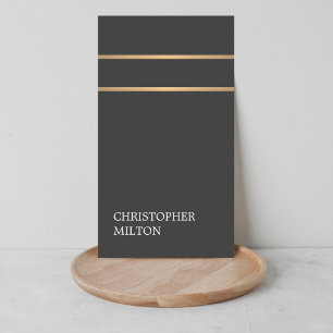 Carte De Visite Minimaliste Élégant Faux foncé Lignes de cuivre