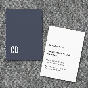 Carte De Visite Minimaliste Élégant Monogramme Bleu Blanc Consulta