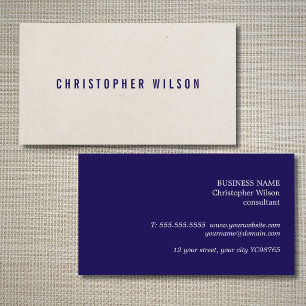 Carte De Visite Minimaliste Élégant Texture Beige Bleu Consultant