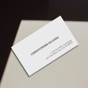 Carte De Visite Minimaliste Élégant Texture Plain Blanc Consultant
