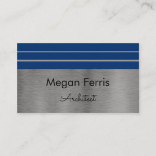Carte de visite minimaliste en argent et bleu