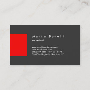 Carte de visite minimaliste en gris rayé rouge