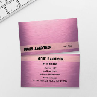 Carte de visite minimaliste en métal rose