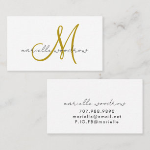 Carte de visite minimaliste en or avec monogramme