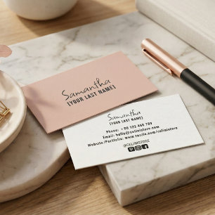 Carte de visite minimaliste féminine Rose beige
