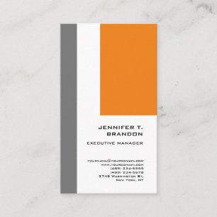 Carte De Visite Minimaliste gris clair orange blanc moderne