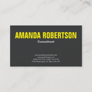 Carte De Visite Minimaliste Gris Professionnel Gris Jaune Plat