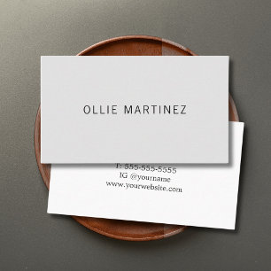 Carte de visite minimaliste grise et blanche pour