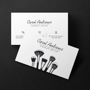 Carte De Visite Minimaliste Maquilleuse Noir, Blanc Cils Sourcils