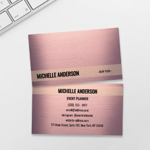 Carte de visite minimaliste métallique Dusty Rose