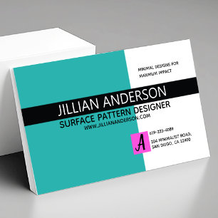 Carte De Visite Minimaliste Moderne Aqua Noir