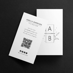 Carte De Visite Minimaliste moderne avec Touch Botanique Qr Code
