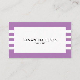 Carte De Visite Minimaliste Moderne Bandes Violet Blanc Freelance