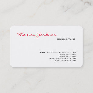 Carte De Visite Minimaliste moderne de plaine rouge blanche