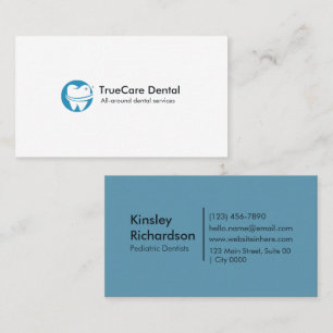 Carte De Visite Minimaliste moderne dentaire blanc dentiste bleu T