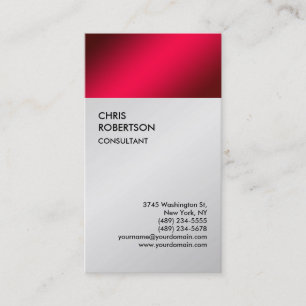 Carte De Visite Minimaliste moderne gris rouge spécial exclusif