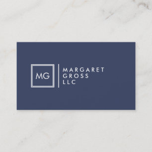 Carte De Visite Minimaliste moderne marine-bleu & blanc réversible