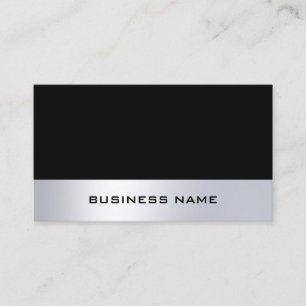 Carte De Visite Minimaliste Moderne Noir Argent Chic Professionnel