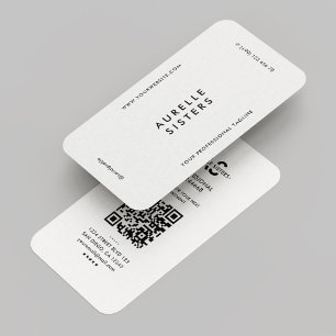 Carte De Visite Minimaliste moderne Noir Blanc Noir Simple QR