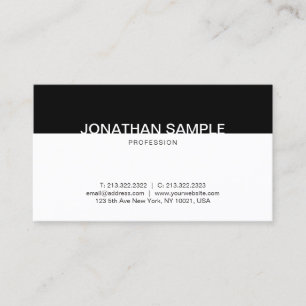 Carte De Visite Minimaliste Moderne Noir Et Blanc Élégant Propre