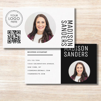 Carte De Visite Minimaliste Moderne  Photo QR Simple Professionnel